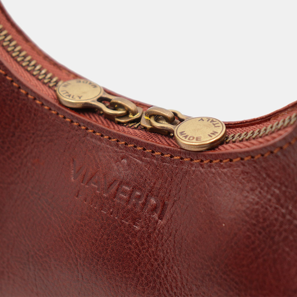 VIAVERDI Kleine Handtasche aus braunem Leder, hergestellt in Italien, Florence-Linie
