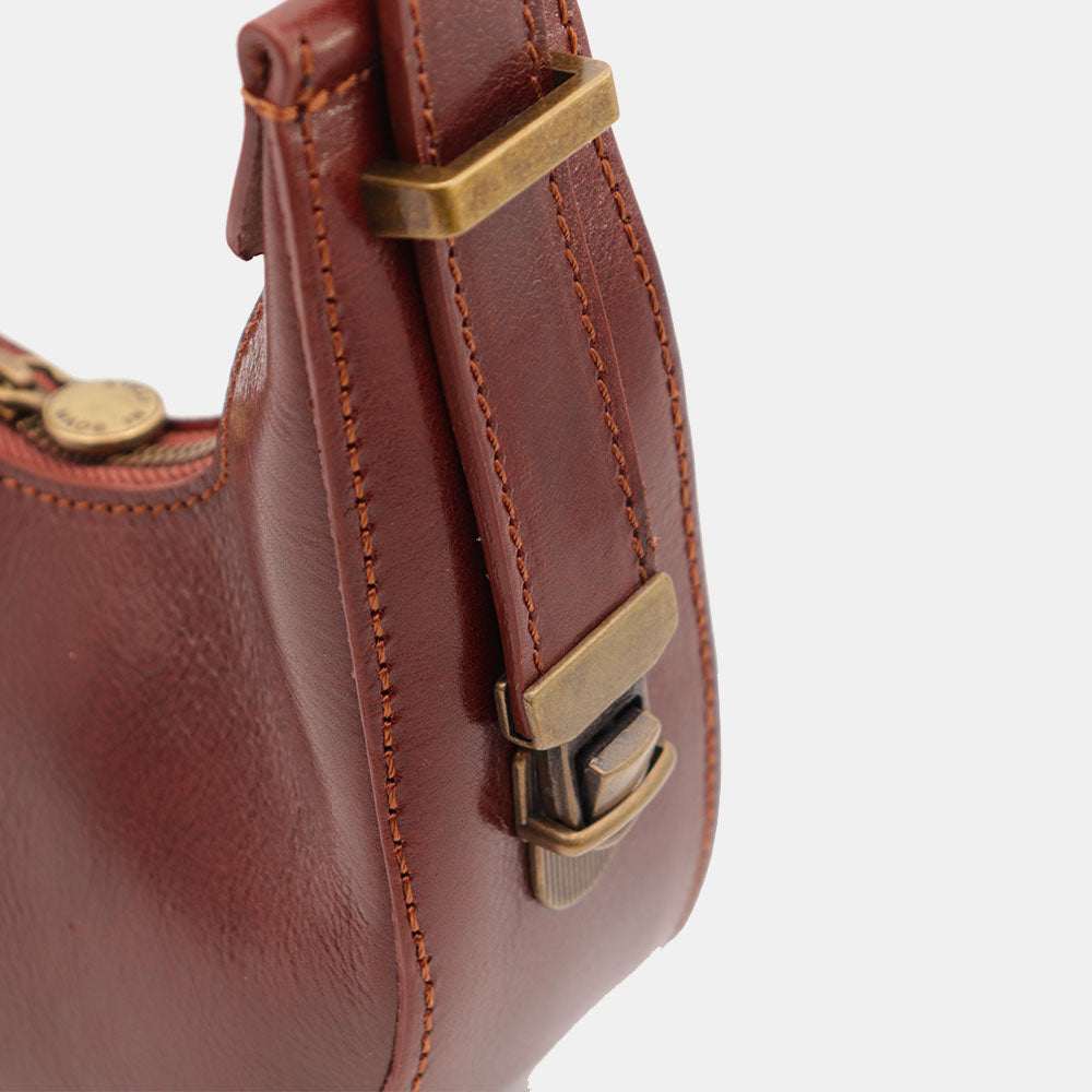 VIAVERDI Kleine Handtasche aus braunem Leder, hergestellt in Italien, Florence-Linie