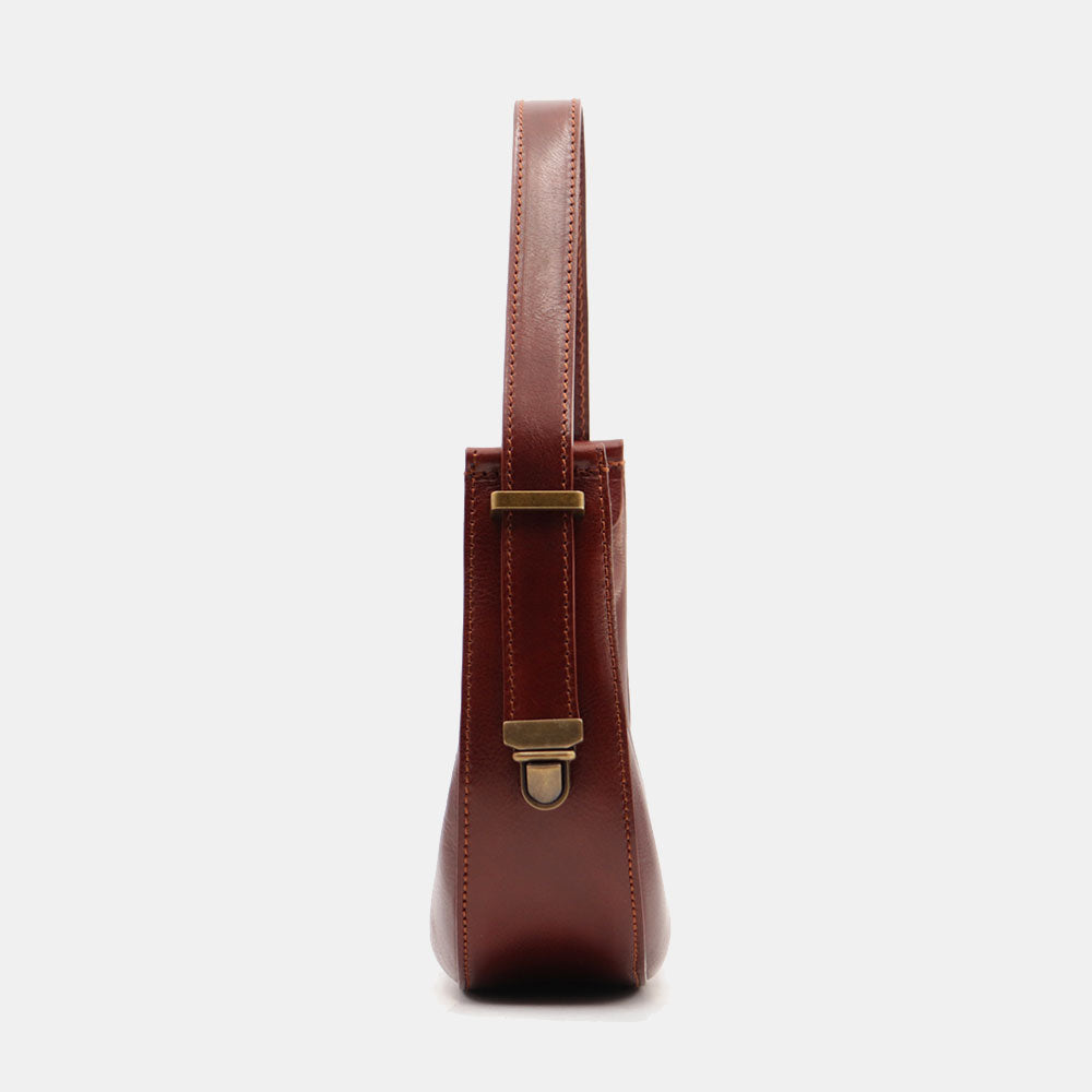 VIAVERDI Kleine Handtasche aus braunem Leder, hergestellt in Italien, Florence-Linie