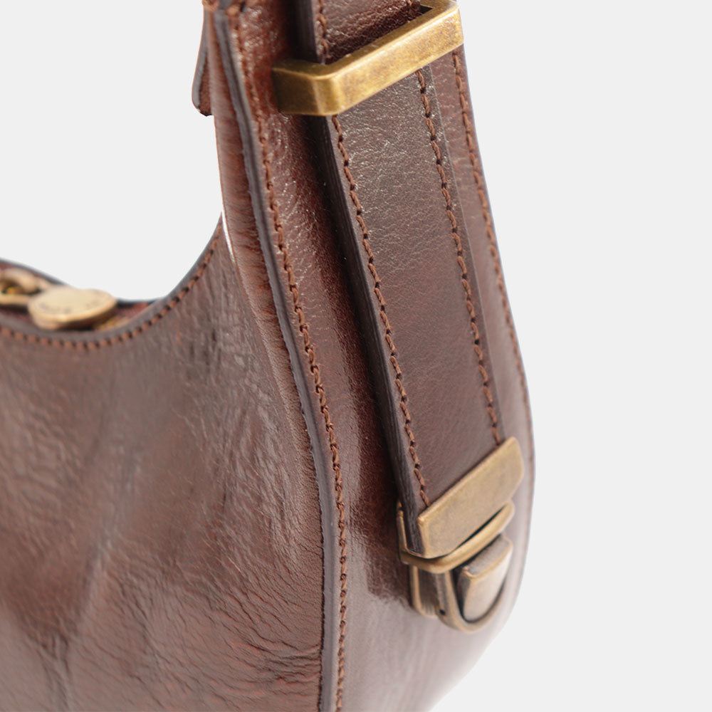 Borsa Piccola a Mano VIAVERDI in Pelle color Cuoio Made in Italy linea Firenze