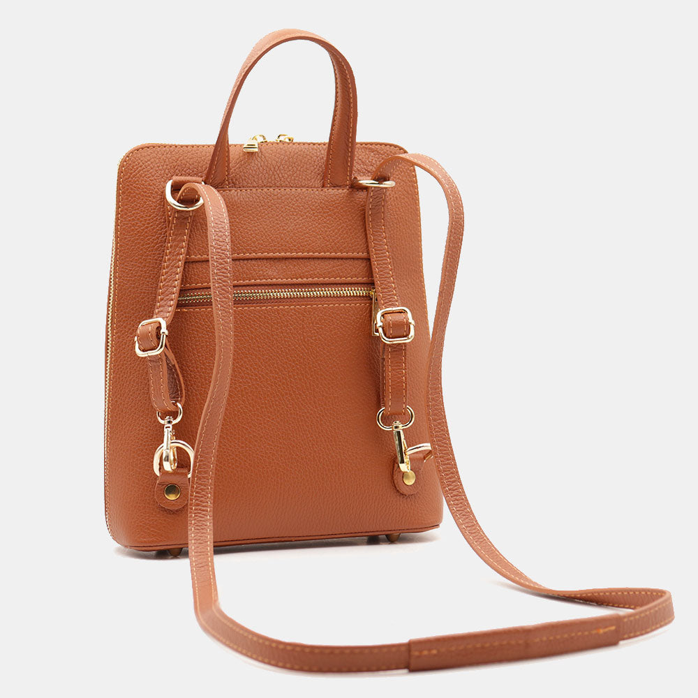 Damen-Lederrucksack VIAVERDI in Lederbraun Made in Italy Linie San Gimignano