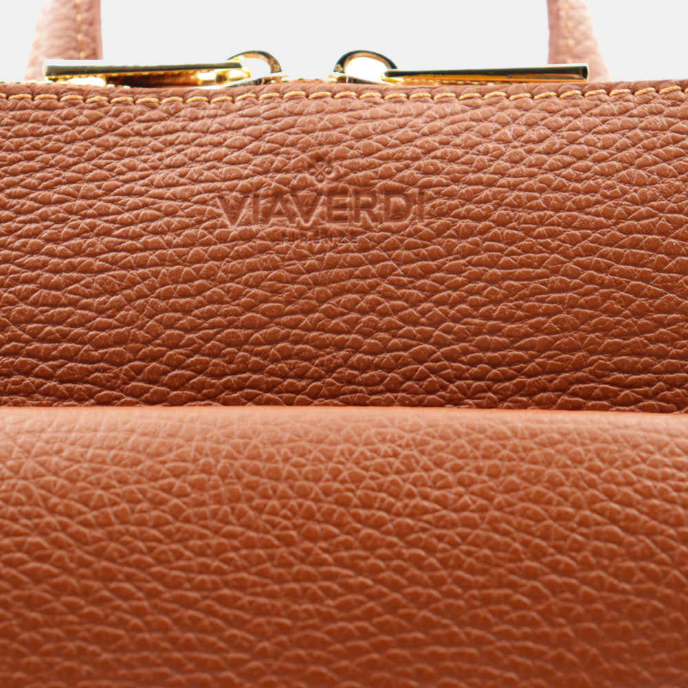 Damen-Lederrucksack VIAVERDI in Lederbraun Made in Italy Linie San Gimignano