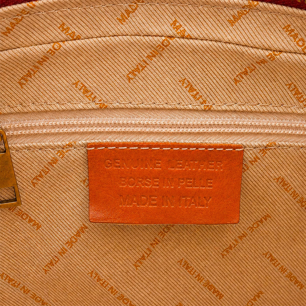 Borsa Donna Bauletto a Spalla Donna VIAVERDI in Pelle color Cuoio Made in Italy linea Firenze