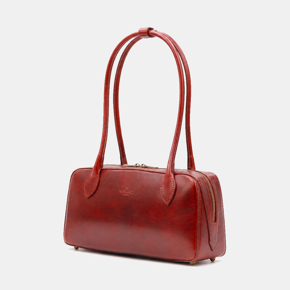 Borsa Donna Bauletto a Spalla Donna VIAVERDI in Pelle Marrone Made in Italy linea Firenze
