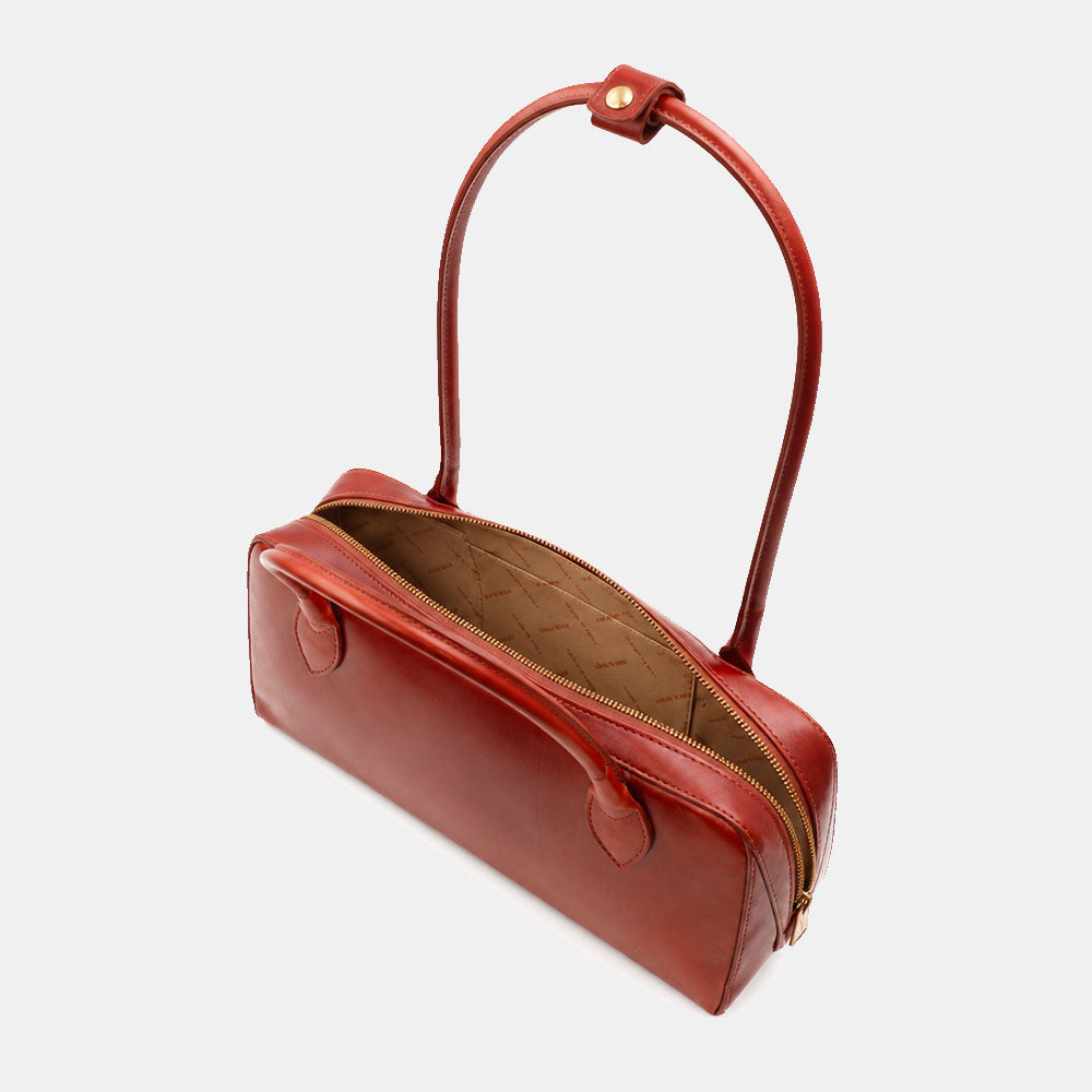 Borsa Donna Bauletto a Spalla Donna VIAVERDI in Pelle Marrone Made in Italy linea Firenze