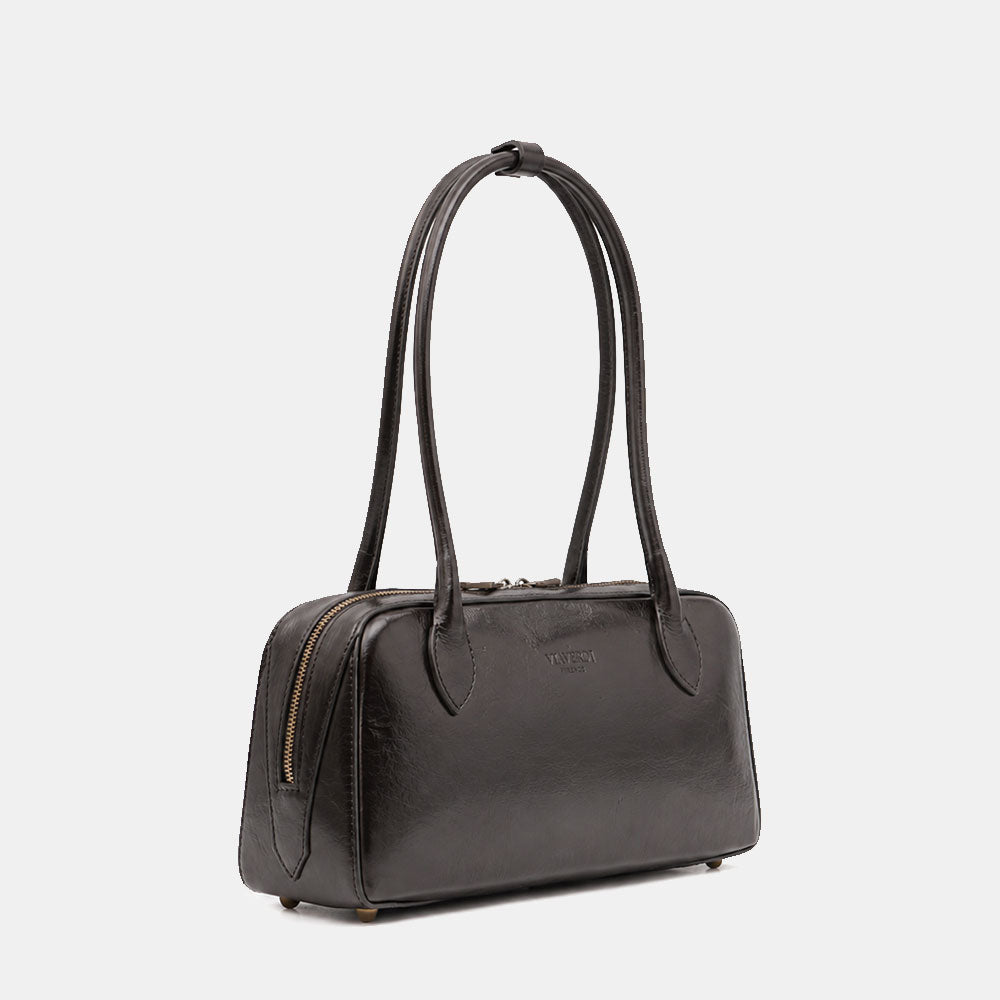 ViaVerdi Bowlingtasche für Damen aus Schwarzem Leder Made in Italy – Linie Firenze