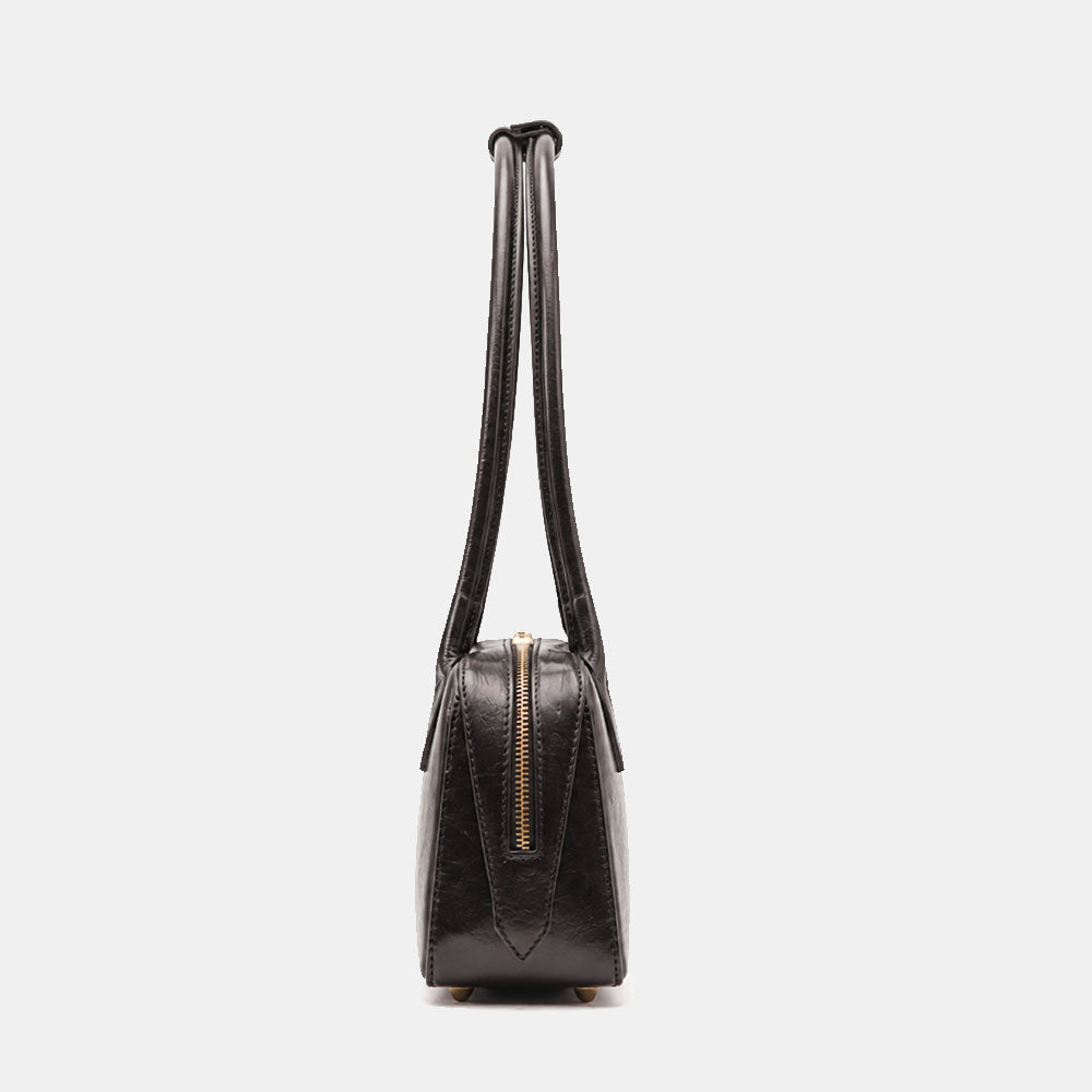 ViaVerdi Bowlingtasche für Damen aus Schwarzem Leder Made in Italy – Linie Firenze
