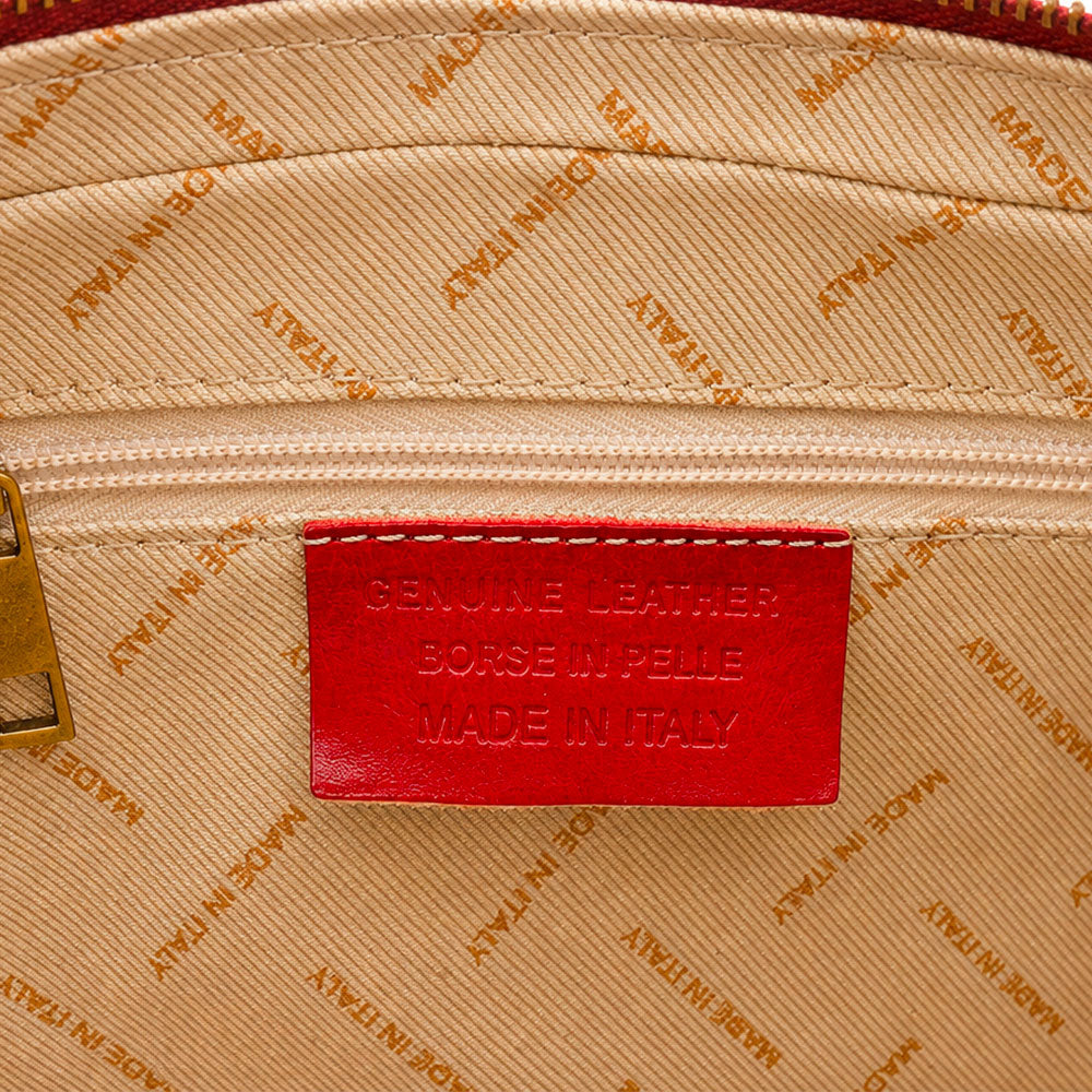 Borsa Donna Bualetto a Spalla Donna VIAVERDI in Pelle Rosso Made in Italy linea Firenze