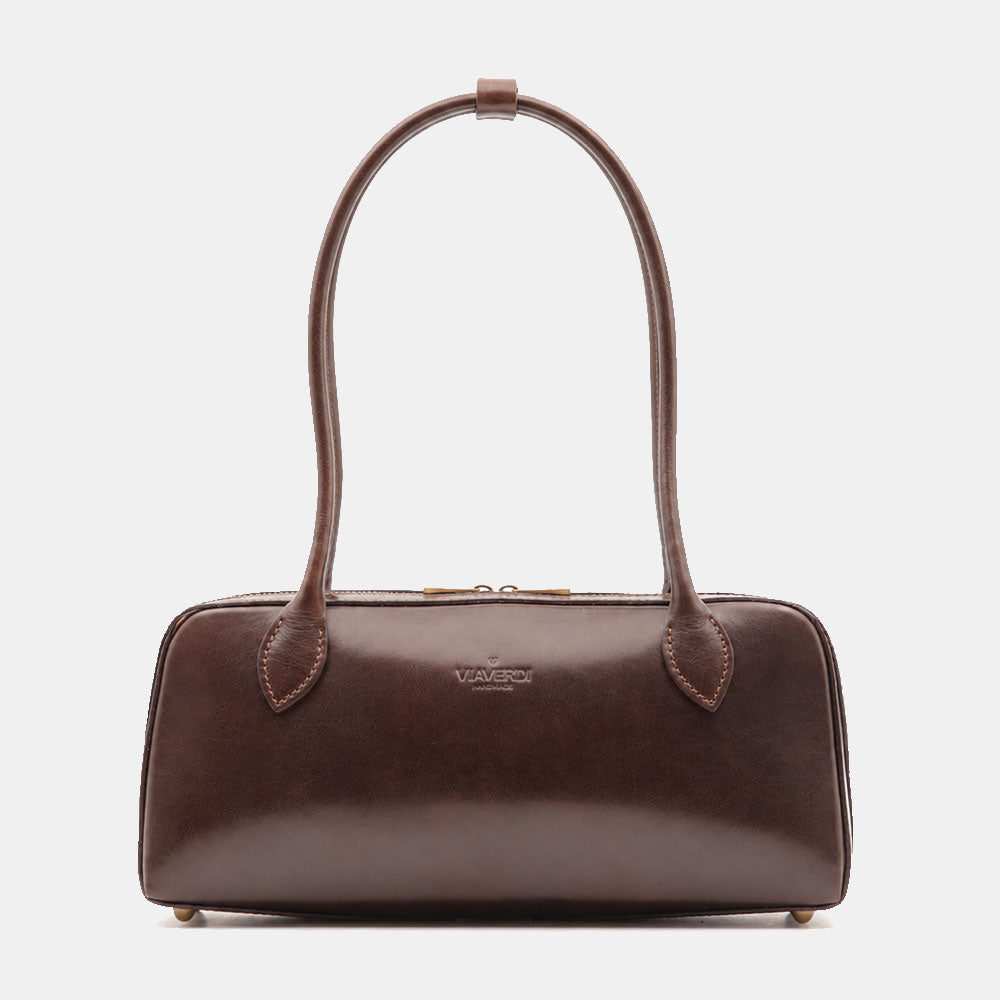Bowler Bag ViaVerdi in Dark Brown Leather Made in Italy – Line Firenze