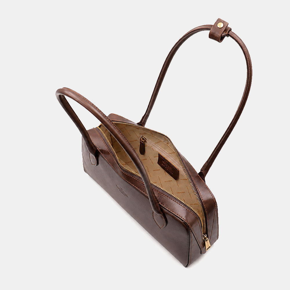 Bowler Bag ViaVerdi in Dark Brown Leather Made in Italy – Line Firenze