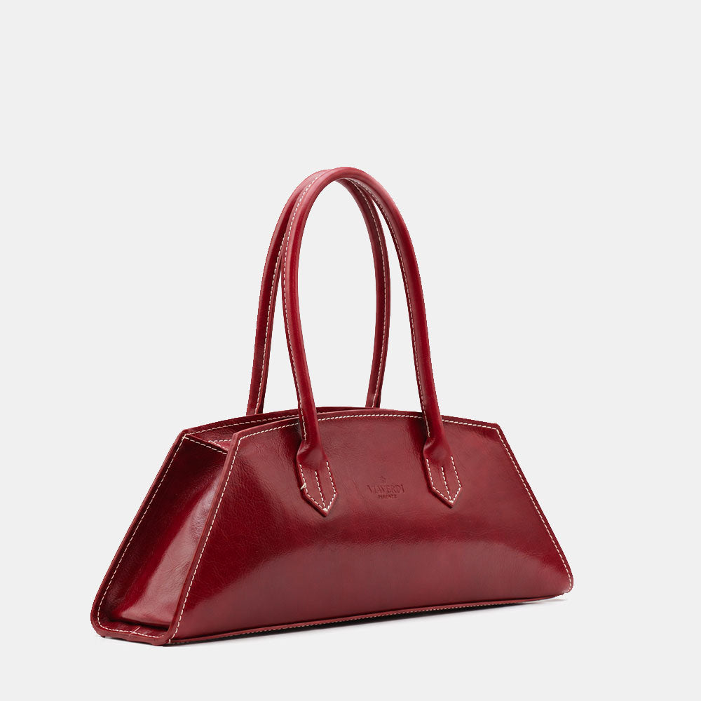 Schultertasche ViaVerdi aus Bordeaux Leder Made in Italy – Linie Firenze