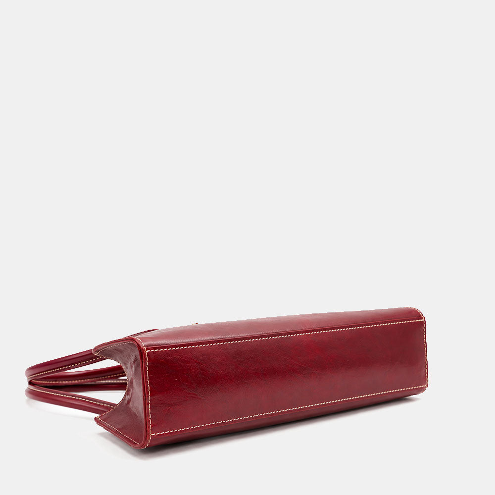 Schultertasche ViaVerdi aus Bordeaux Leder Made in Italy – Linie Firenze