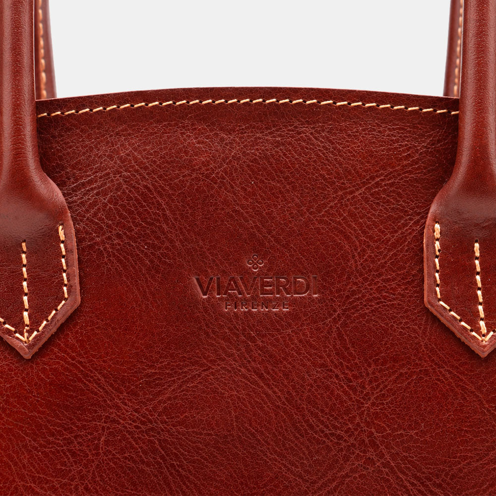 Schultertasche ViaVerdi aus Braunem Leder Made in Italy – Linie Firenze
