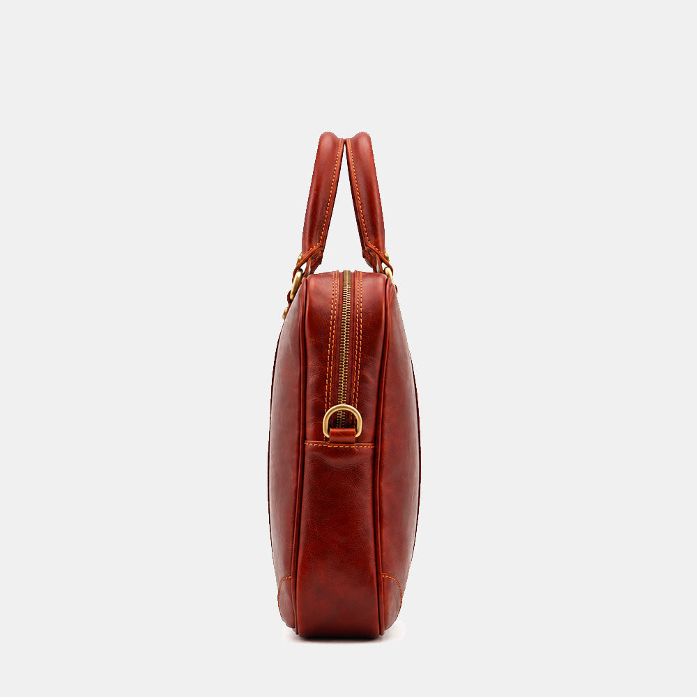 Borsa da Ufficio in Pelle Marrone VIAVERDI Made in Italy Linea Firenze - Porta Pc 15.6