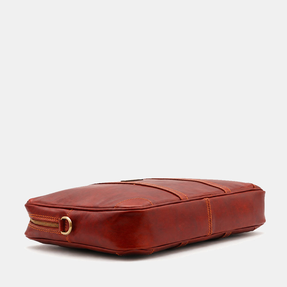 Borsa da Ufficio in Pelle Marrone VIAVERDI Made in Italy Linea Firenze - Porta Pc 15.6