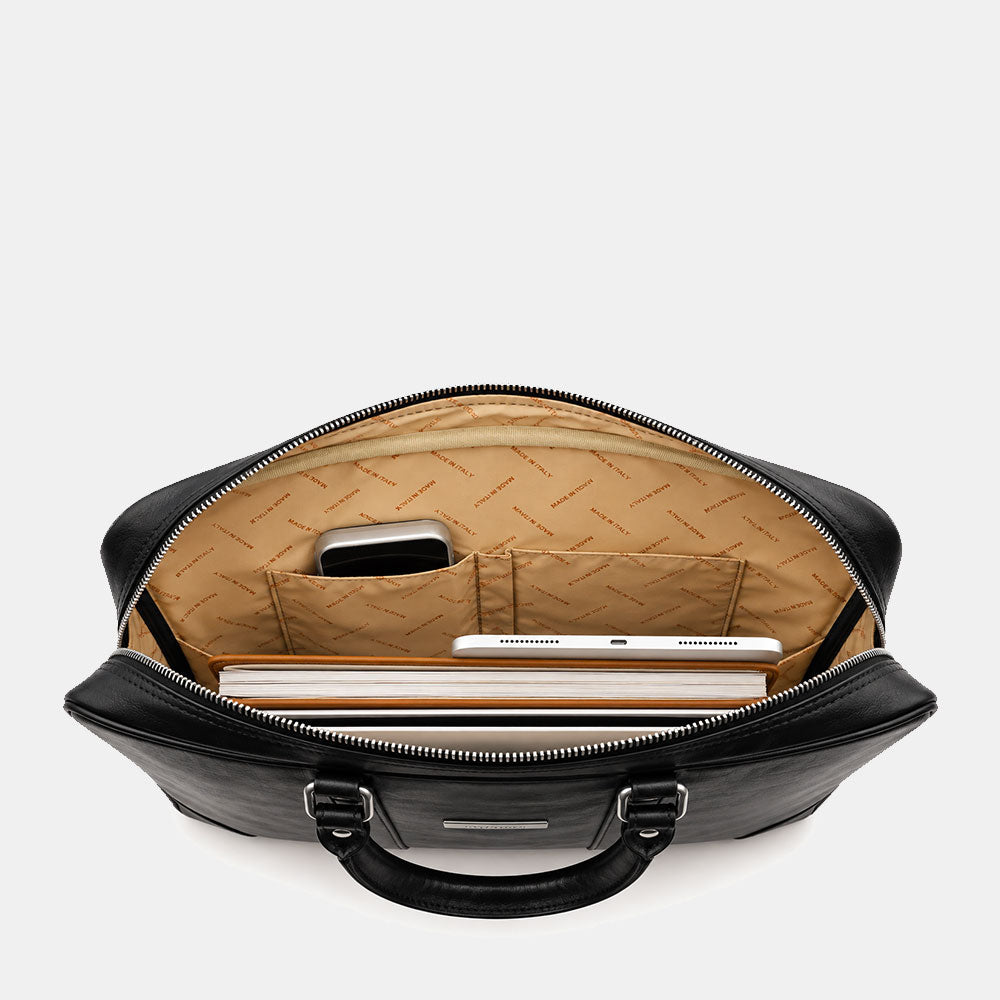 Borsa da Ufficio in Pelle Nera VIAVERDI Made in Italy Linea Firenze - Porta Pc 15.6
