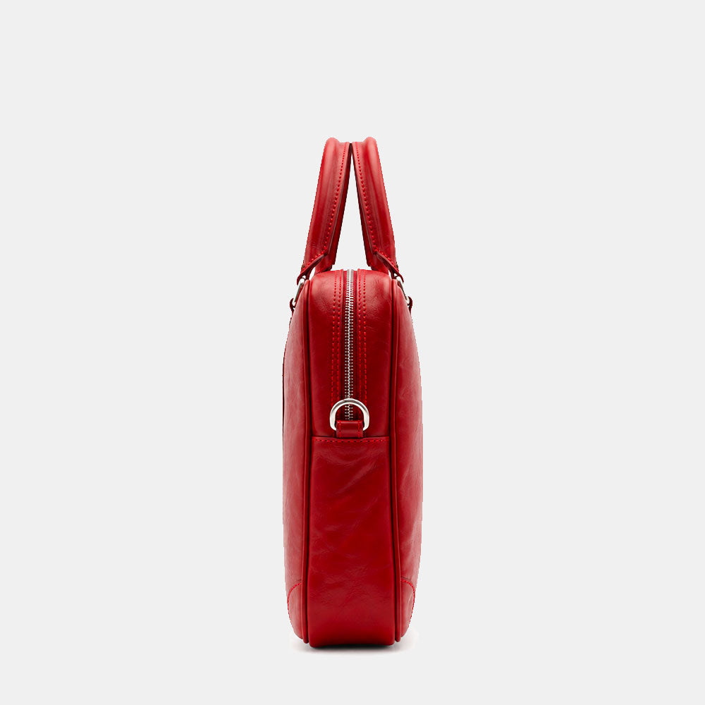 Borsa da Ufficio in Pelle Rossa VIAVERDI Made in Italy Linea Firenze - Porta Pc 15.6