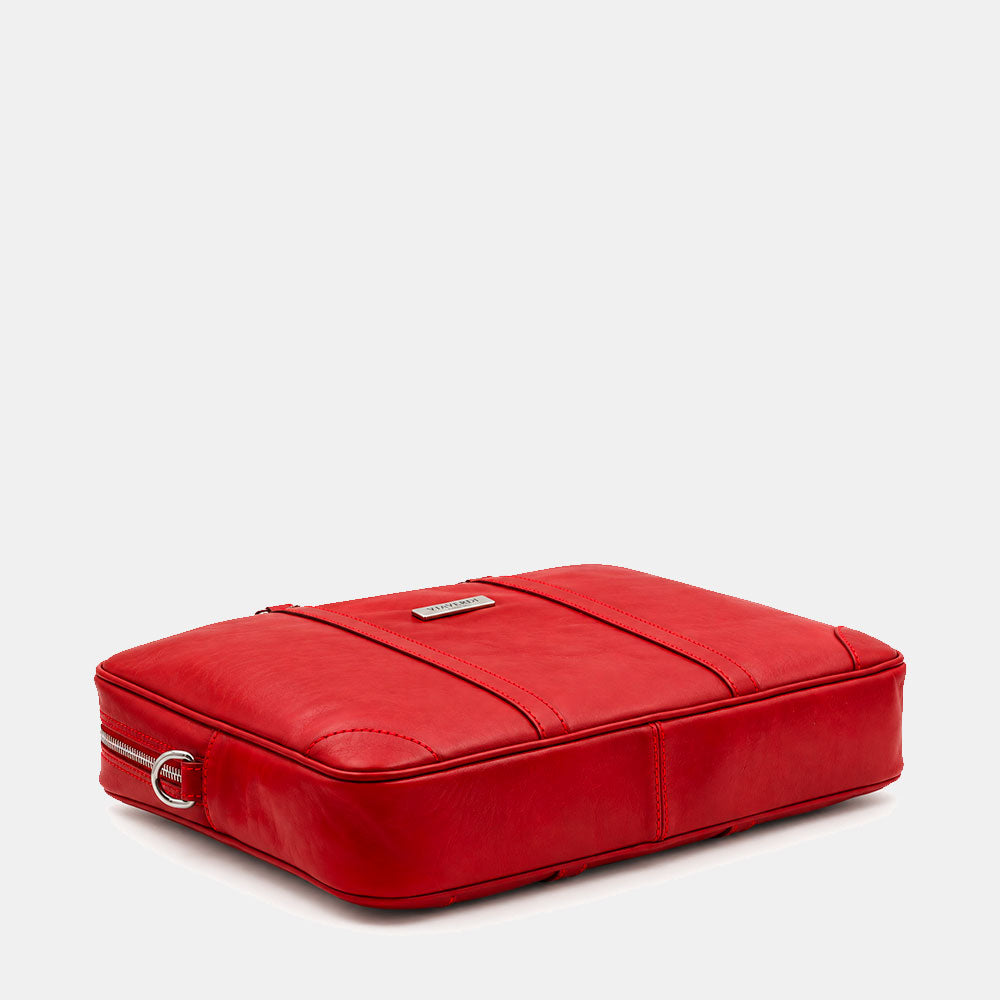 Borsa da Ufficio in Pelle Rossa VIAVERDI Made in Italy Linea Firenze - Porta Pc 15.6