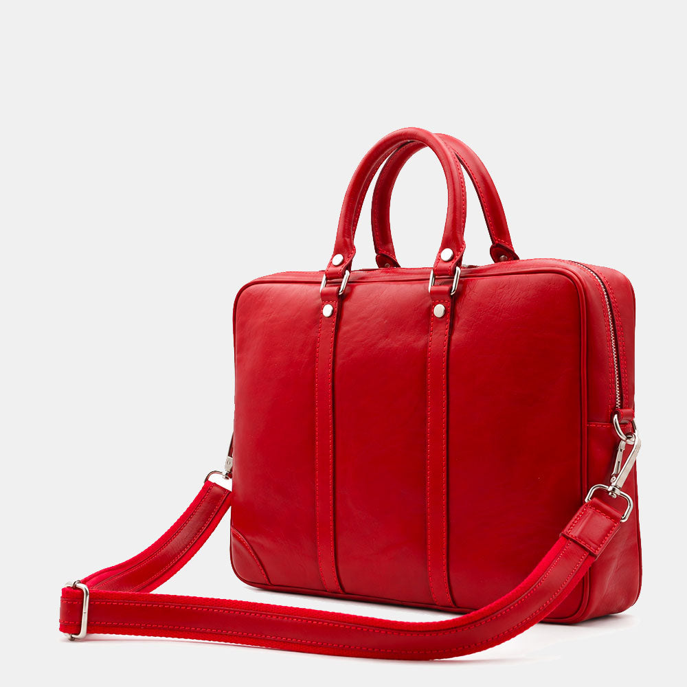 Borsa da Ufficio in Pelle Rossa VIAVERDI Made in Italy Linea Firenze - Porta Pc 15.6