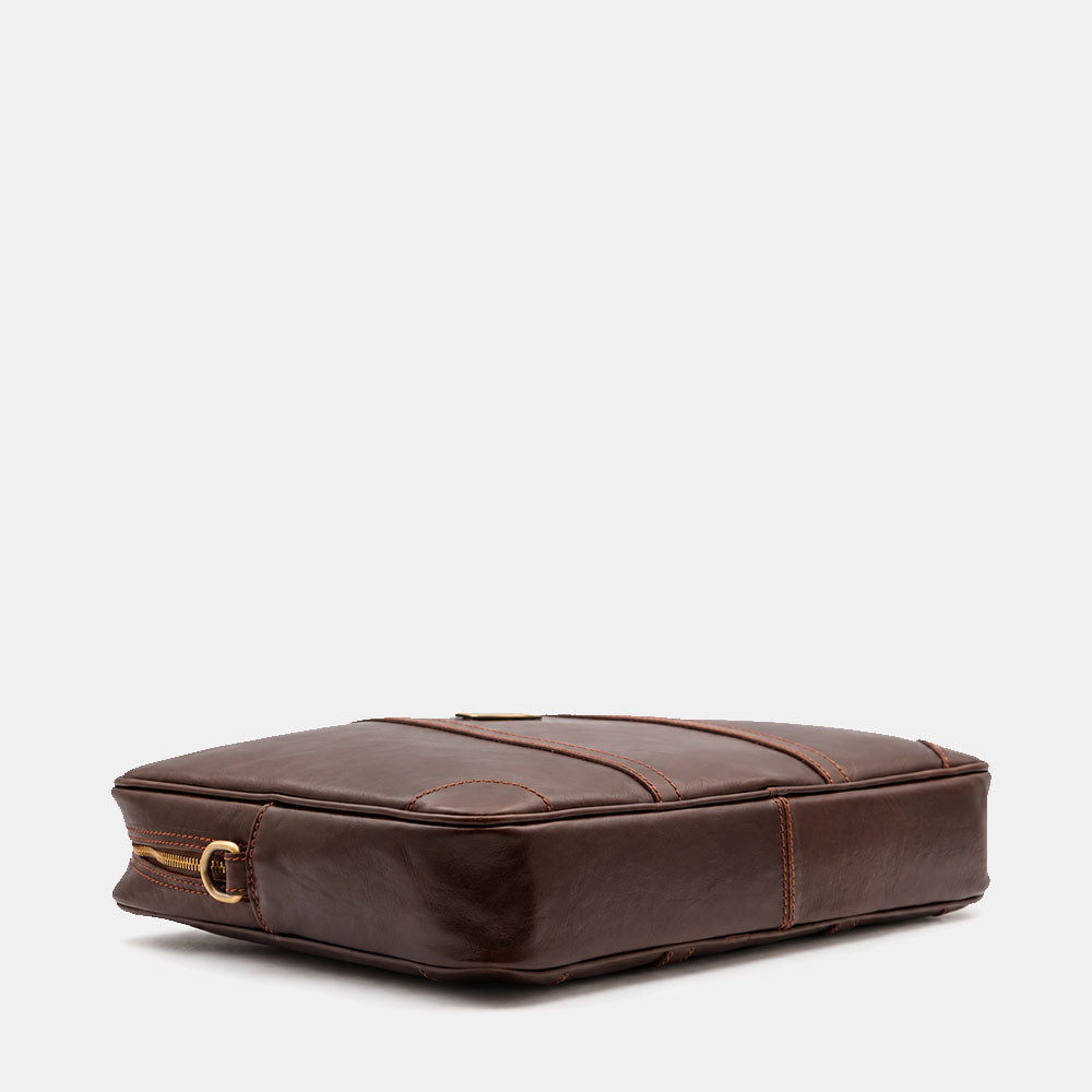 Borsa da Ufficio in Pelle Marrone Testa di Moro VIAVERDI Made in Italy Linea Firenze - Porta Pc 15.6
