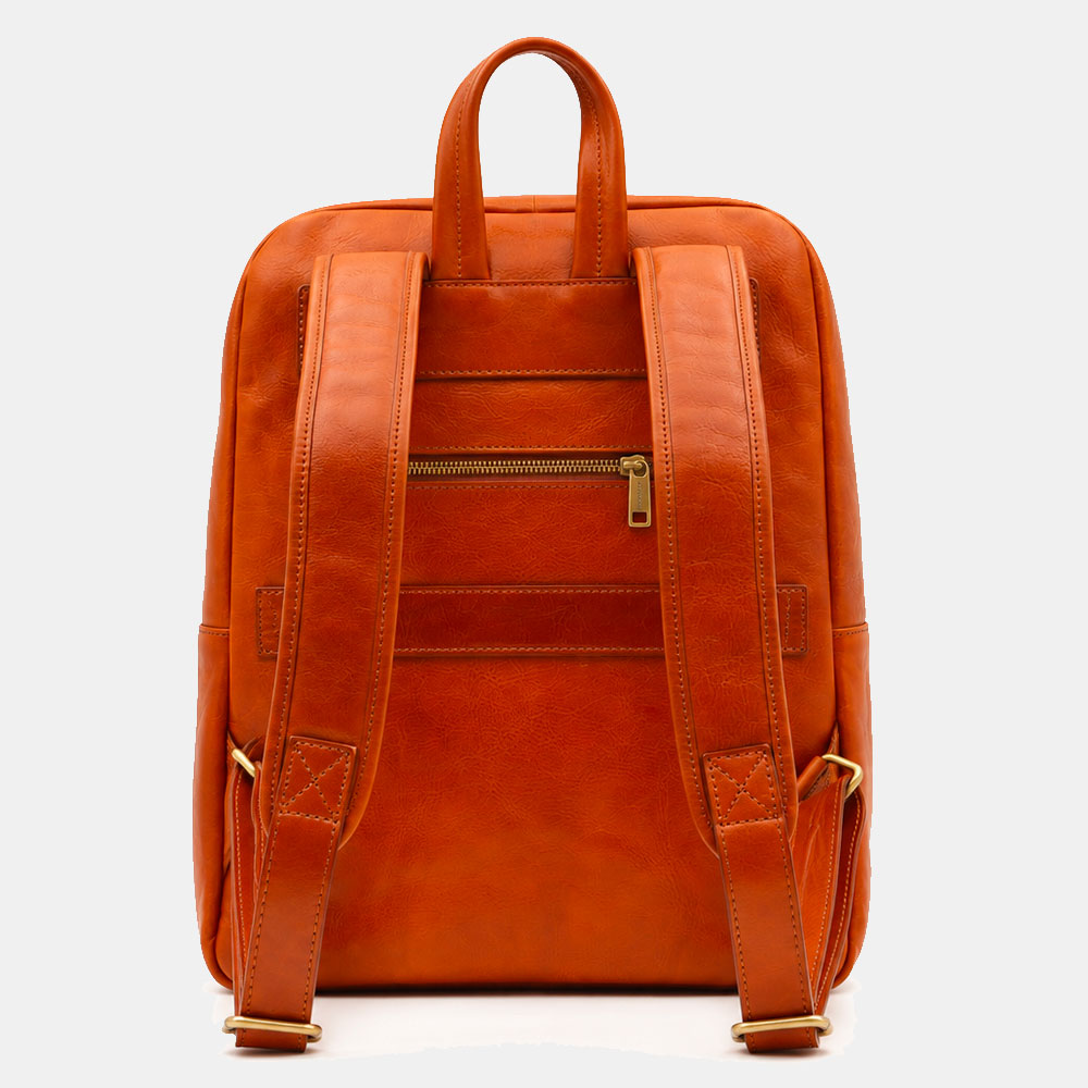 Backpack in Tan Leather Made in Italy – Line Firenze – 15.6" Laptop Compartment