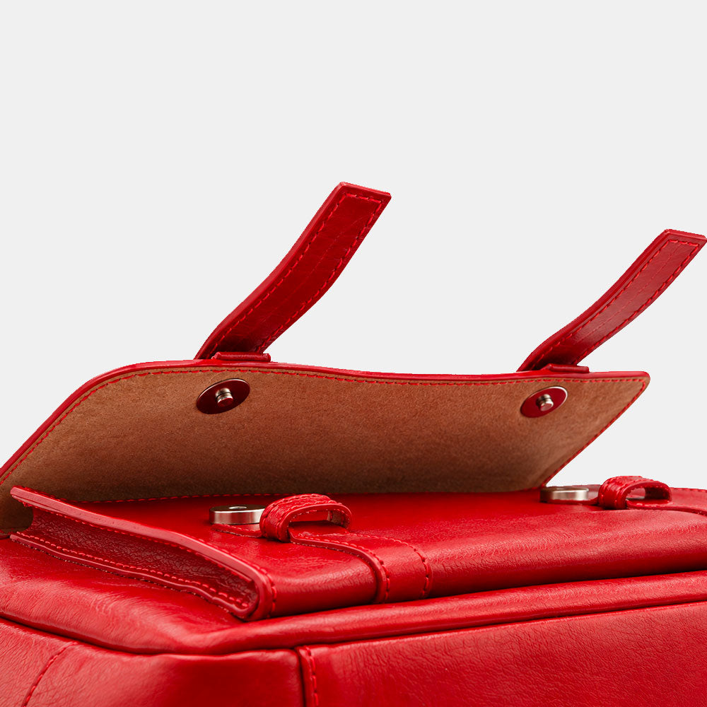Zaino in Pelle Rossa VIAVERDI Made in Italy Linea Firenze - Porta Pc 15.6