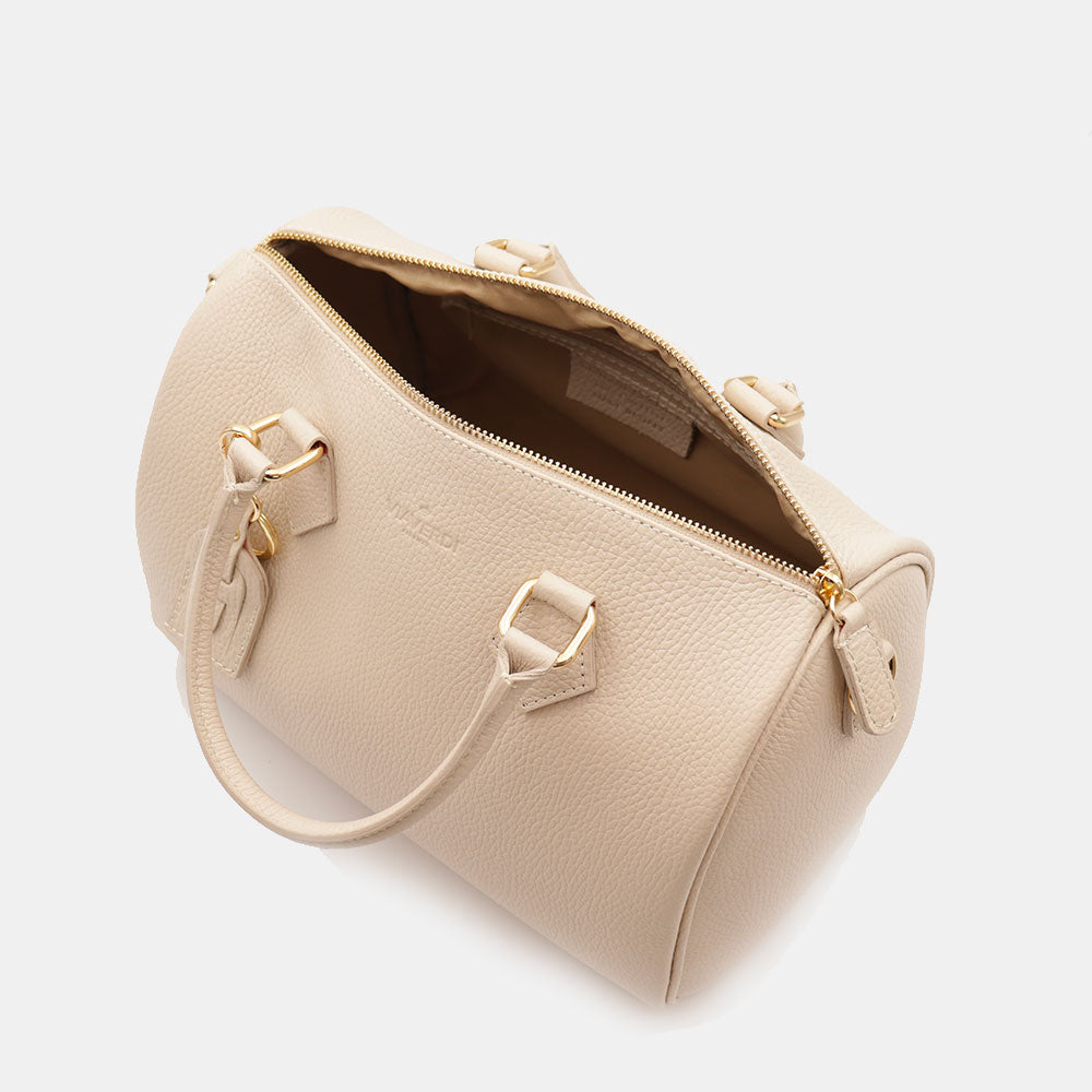 Borsa Bauletto in Pelle Beige VIAVERDI Made in Italy Linea San Gimignano