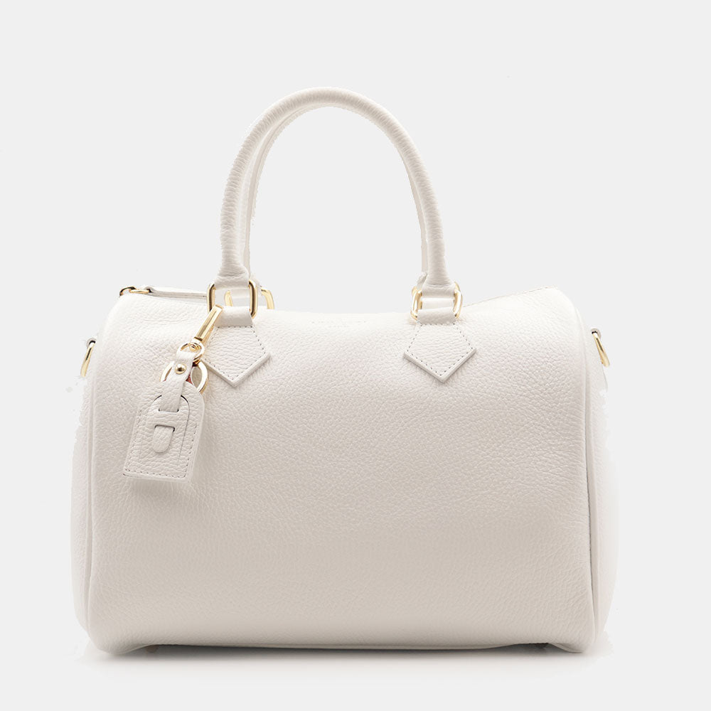 Borsa Bauletto in Pelle Bianca VIAVERDI Made in Italy Linea San Gimignano