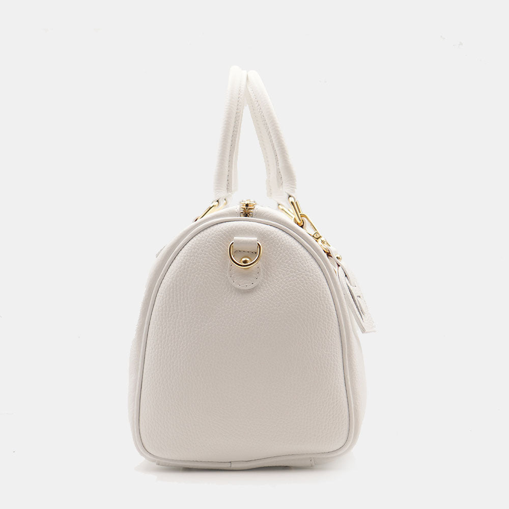 Borsa Bauletto in Pelle Bianca VIAVERDI Made in Italy Linea San Gimignano