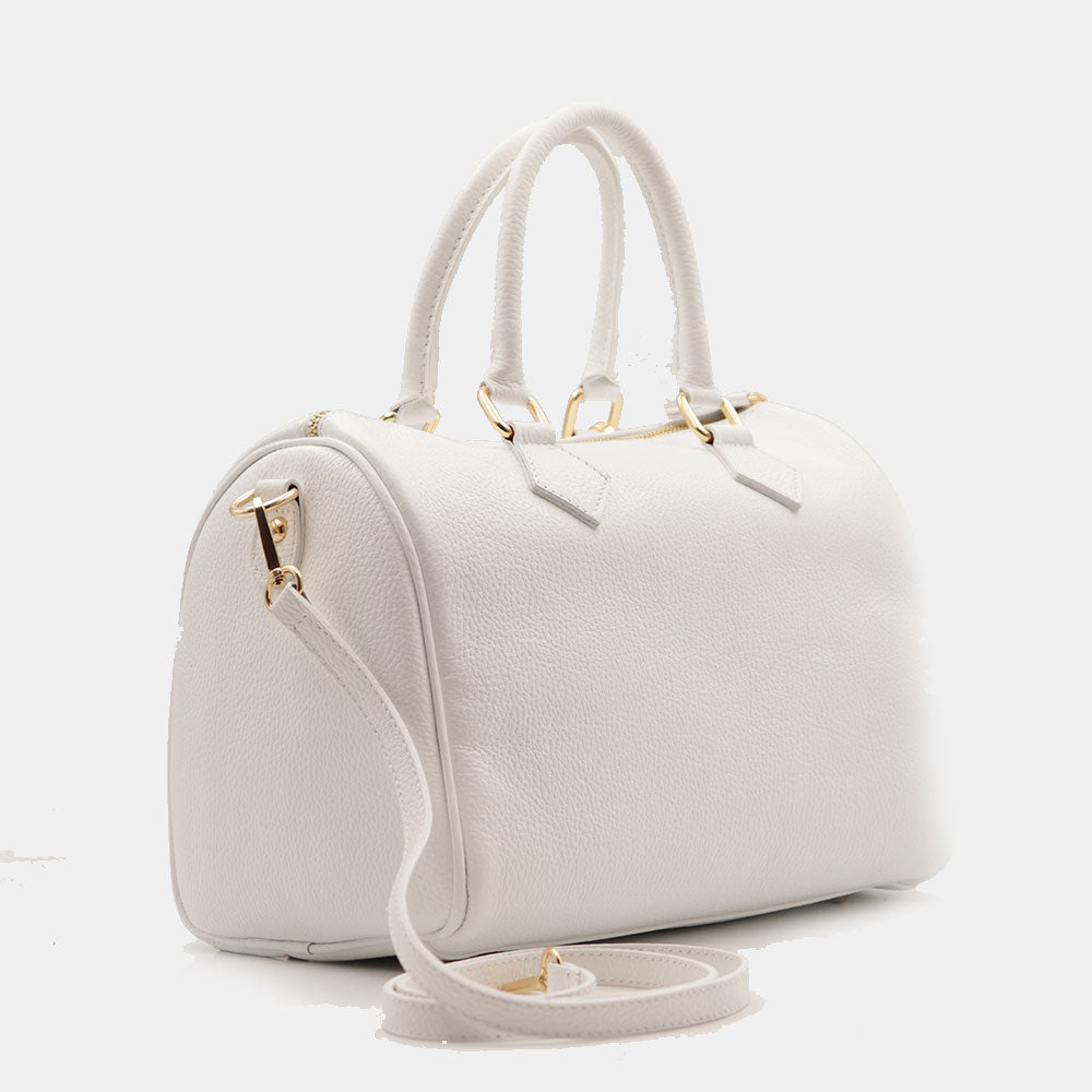Borsa Bauletto in Pelle Bianca VIAVERDI Made in Italy Linea San Gimignano