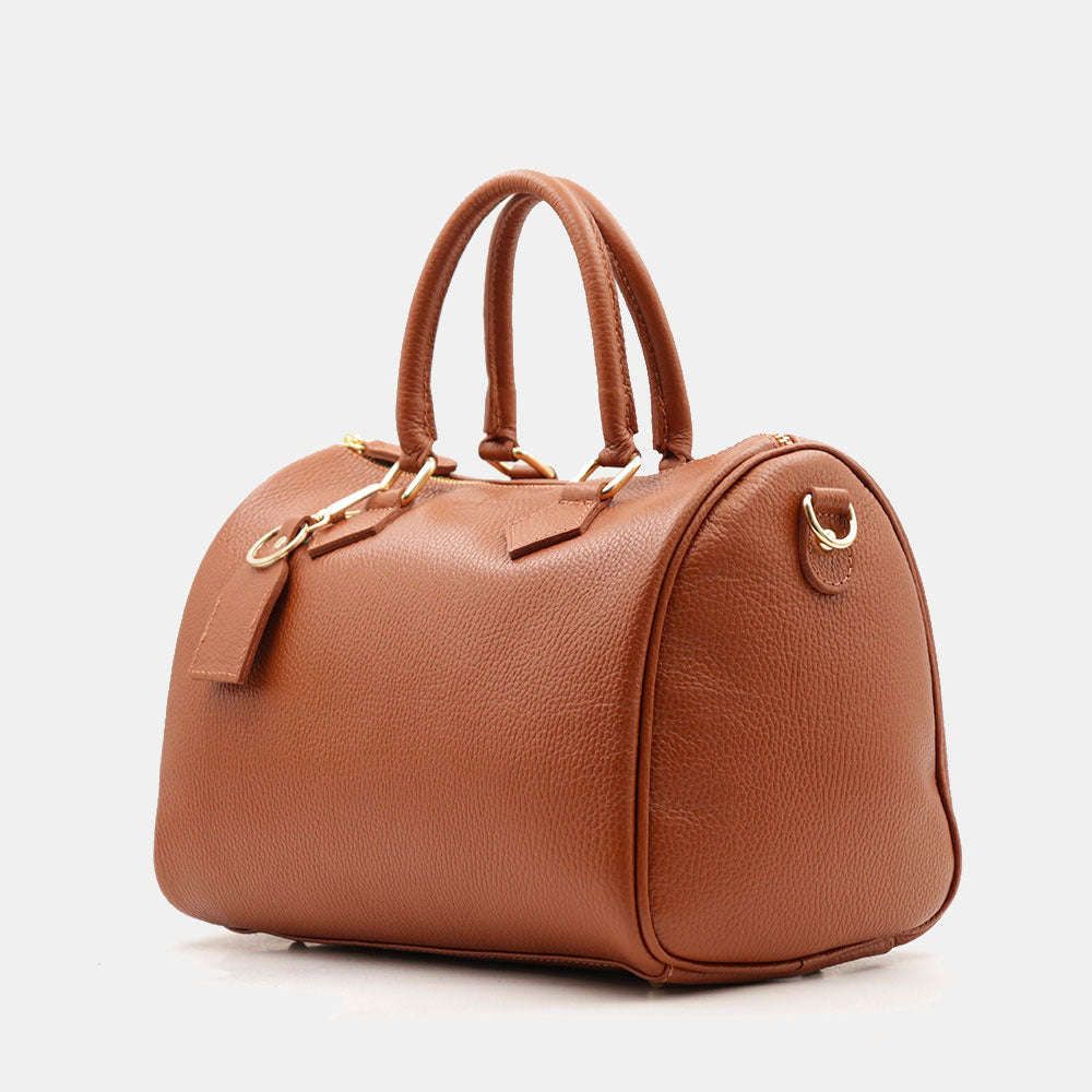 Borsa Bauletto in Pelle color Cuoio VIAVERDI Made in Italy Linea San Gimignano
