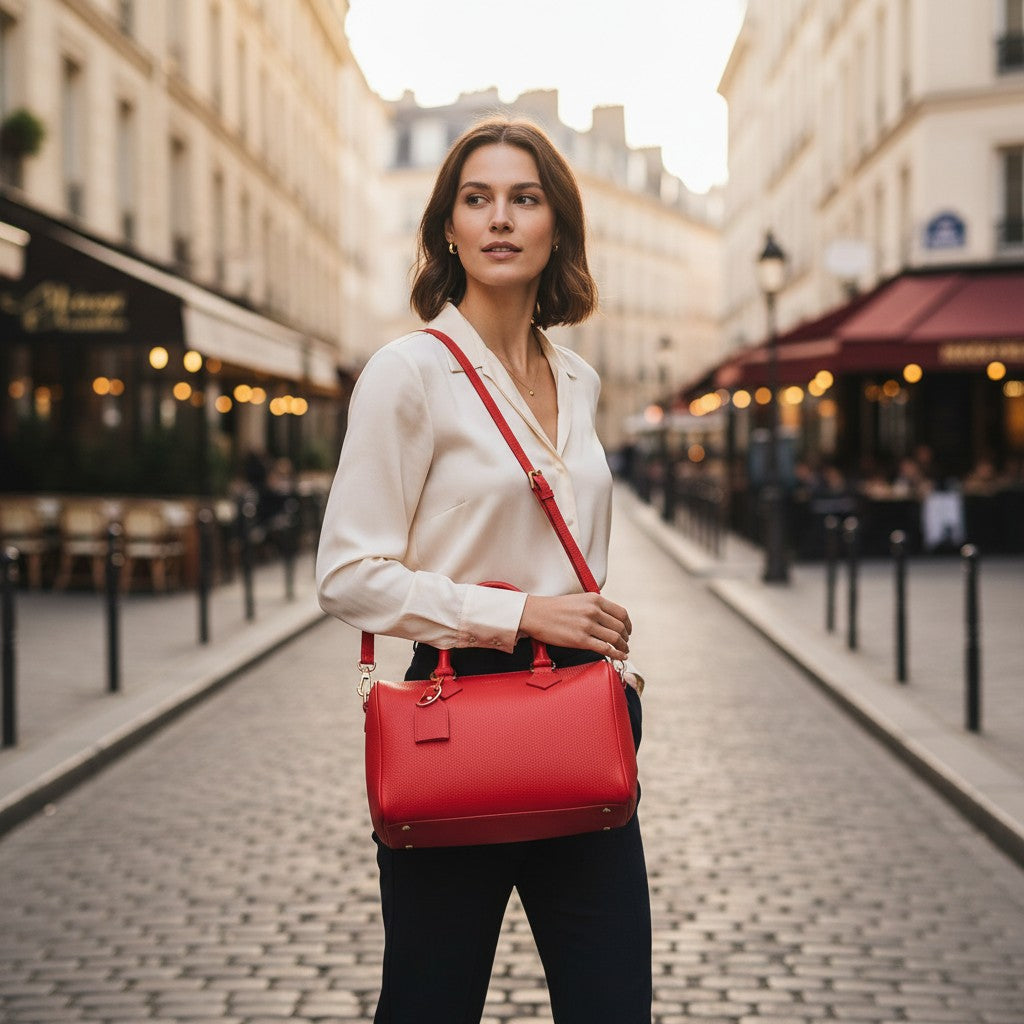 Borsa Bauletto in Pelle Rossa VIAVERDI Made in Italy Linea San Gimignano