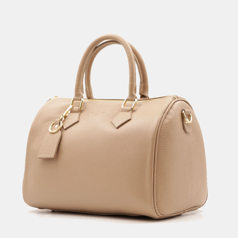 Borsa Bauletto in Pelle Taupe VIAVERDI Made in Italy Linea San Gimignano