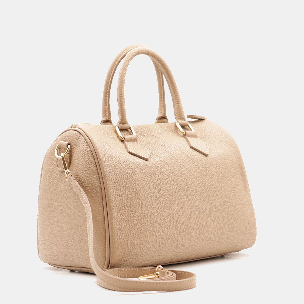 Borsa Bauletto in Pelle Taupe VIAVERDI Made in Italy Linea San Gimignano