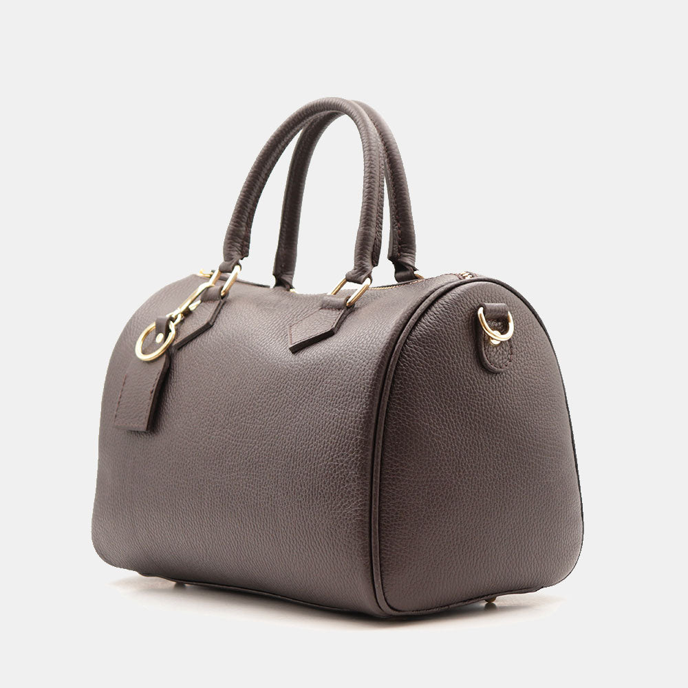 Borsa Bauletto in Pelle Marrone Testa di Moro VIAVERDI Made in Italy Linea San Gimignano