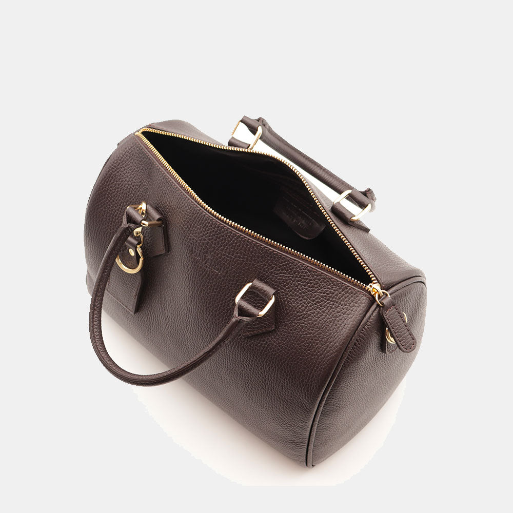Borsa Bauletto in Pelle Marrone Testa di Moro VIAVERDI Made in Italy Linea San Gimignano