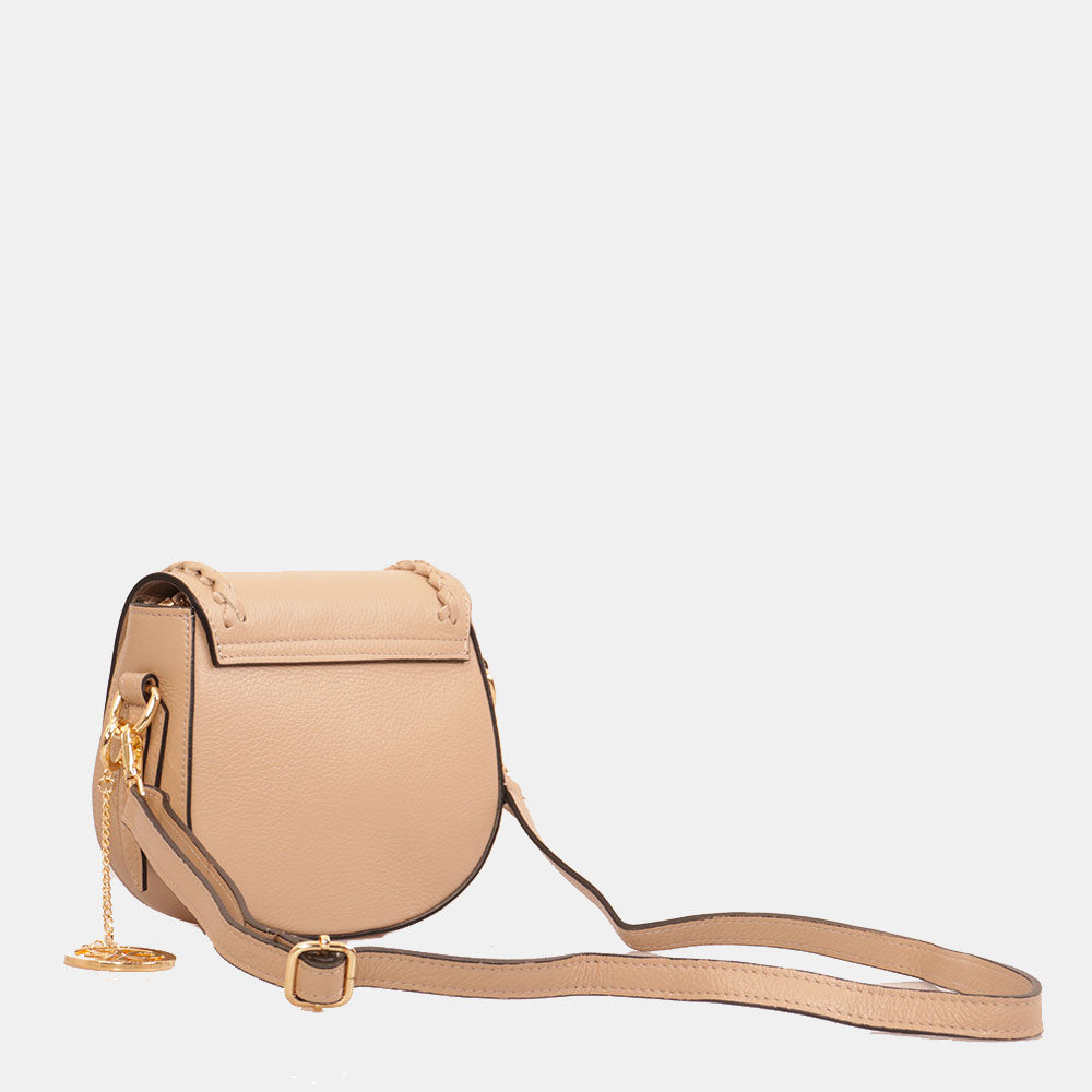 Borsa a Tracolla VIAVERDI in Pelle Taupe Made in Italy linea San Gimignano