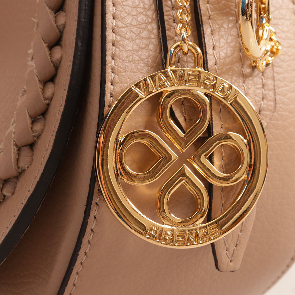 Borsa a Tracolla VIAVERDI in Pelle Taupe Made in Italy linea San Gimignano