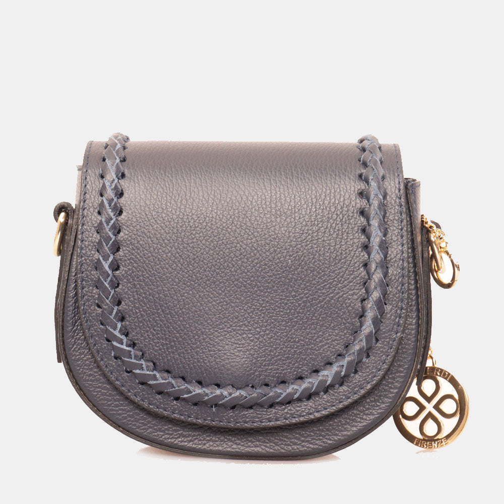 Borsa a Tracolla VIAVERDI in Pelle Blu Made in Italy linea San Gimignano