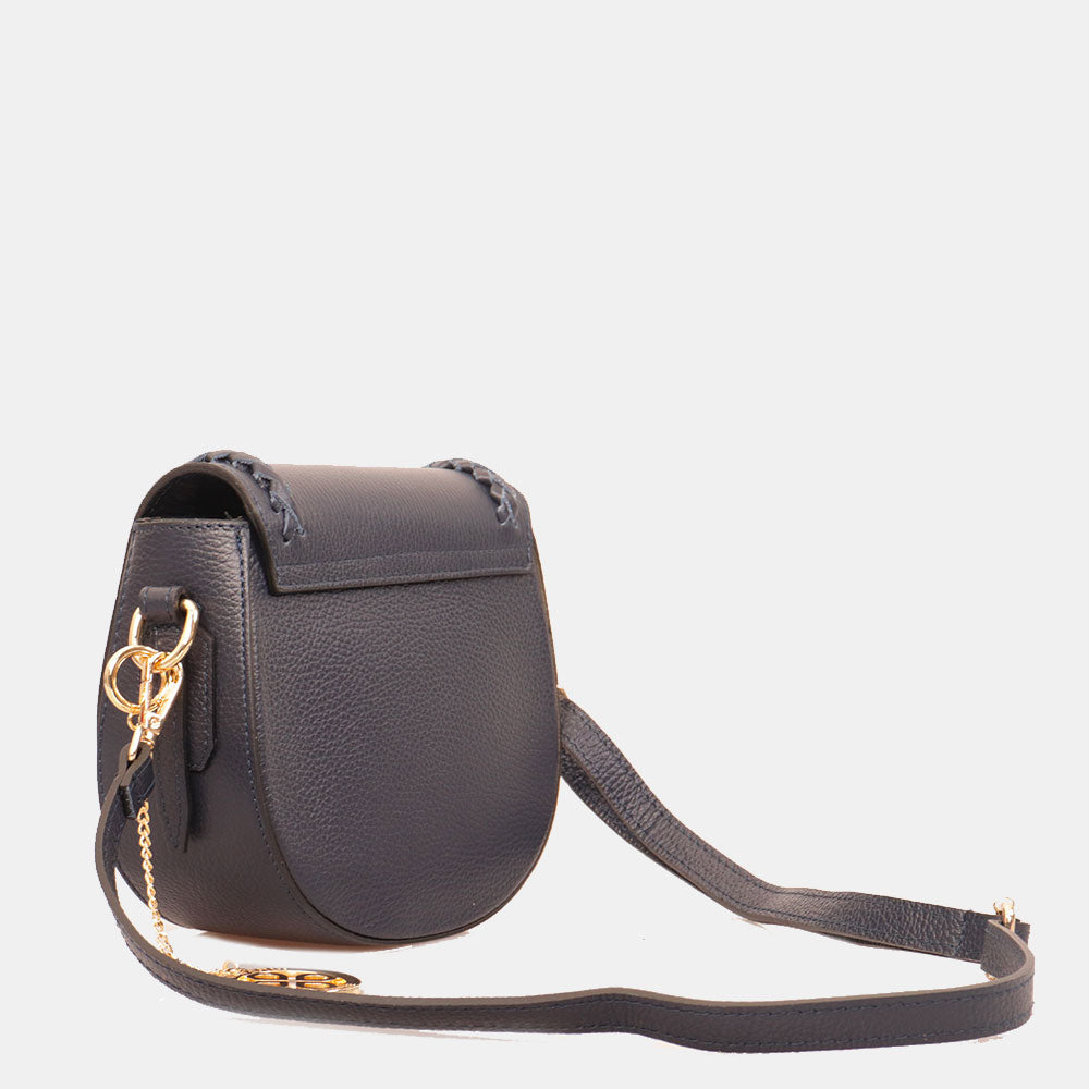 Borsa a Tracolla VIAVERDI in Pelle Blu Made in Italy linea San Gimignano