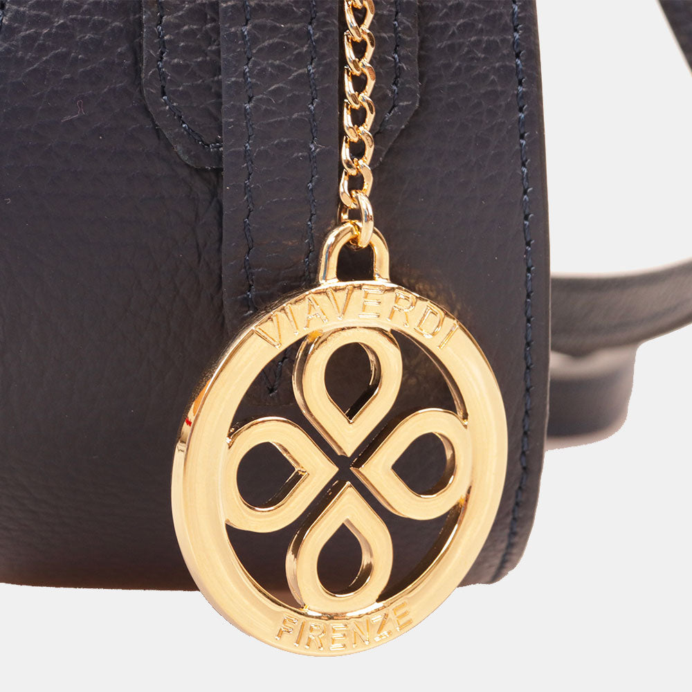 Borsa a Tracolla VIAVERDI in Pelle Blu Made in Italy linea San Gimignano