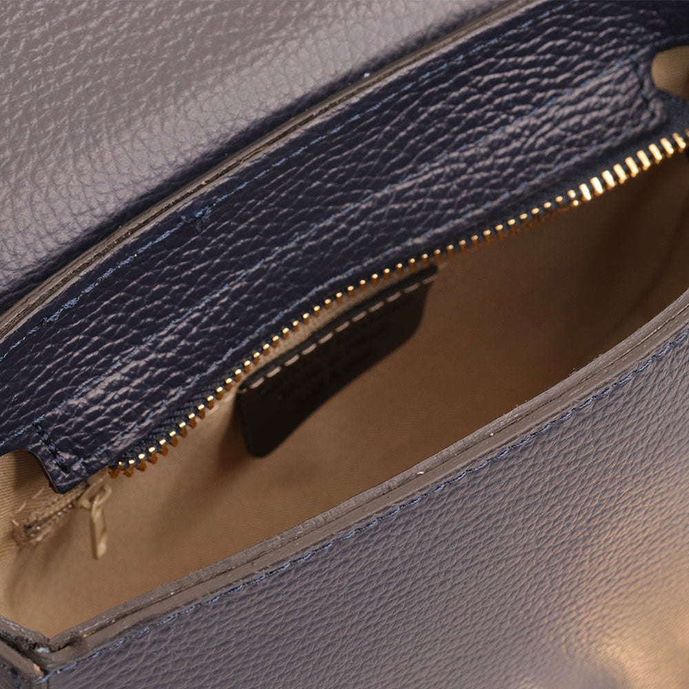 Borsa a Tracolla VIAVERDI in Pelle Blu Made in Italy linea San Gimignano