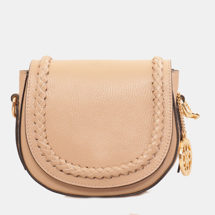 Borsa a Tracolla VIAVERDI in Pelle Taupe Made in Italy linea San Gimignano