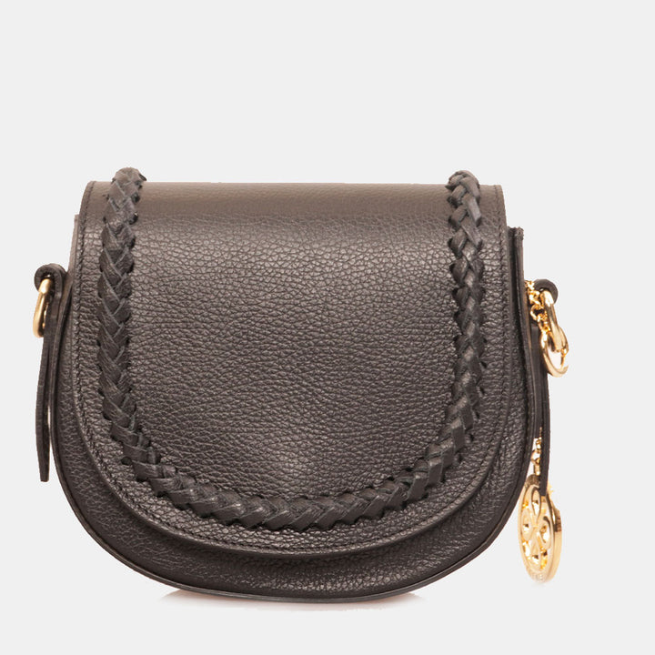 Borsa a Tracolla VIAVERDI in Pelle Nera Made in Italy linea San Gimignano