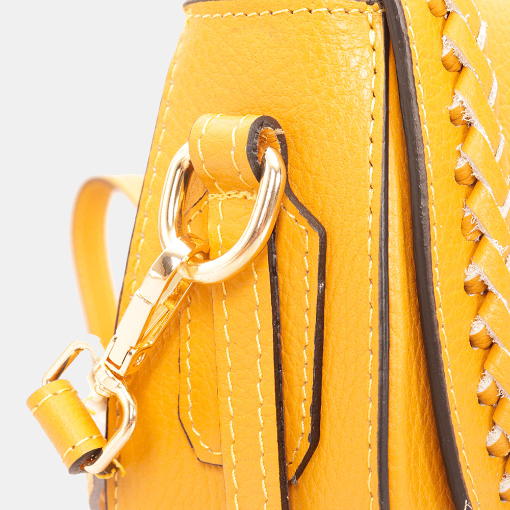 Borsa a Tracolla VIAVERDI in Pelle Ocra Made in Italy linea San Gimignano