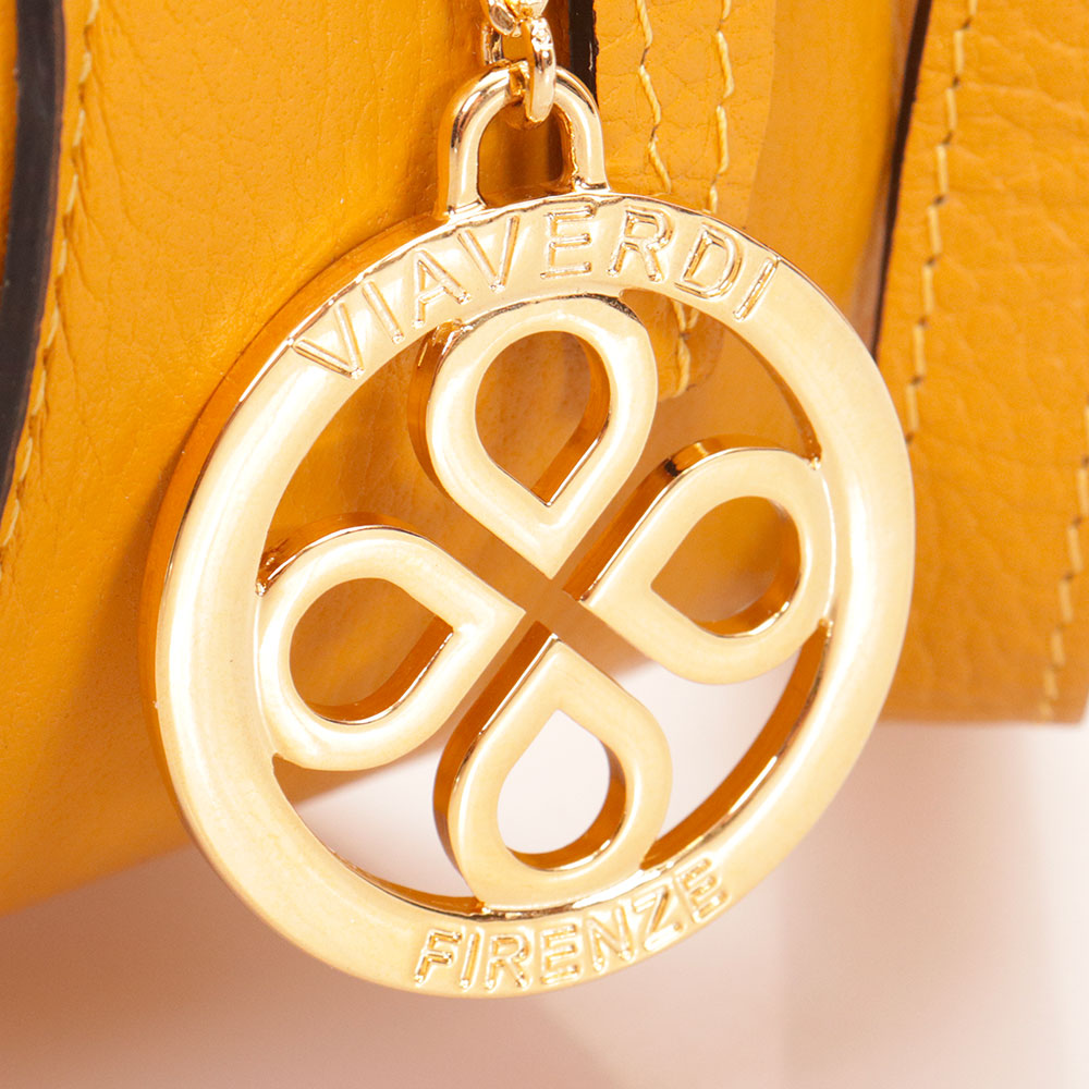 Borsa a Tracolla VIAVERDI in Pelle Ocra Made in Italy linea San Gimignano