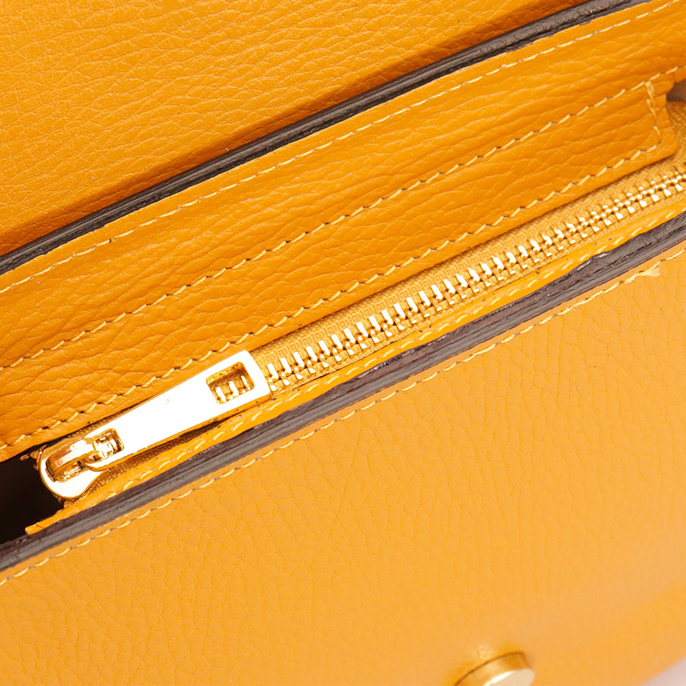 Borsa a Tracolla VIAVERDI in Pelle Ocra Made in Italy linea San Gimignano