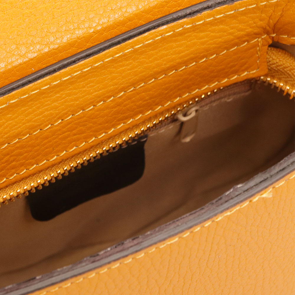 Borsa a Tracolla VIAVERDI in Pelle Ocra Made in Italy linea San Gimignano