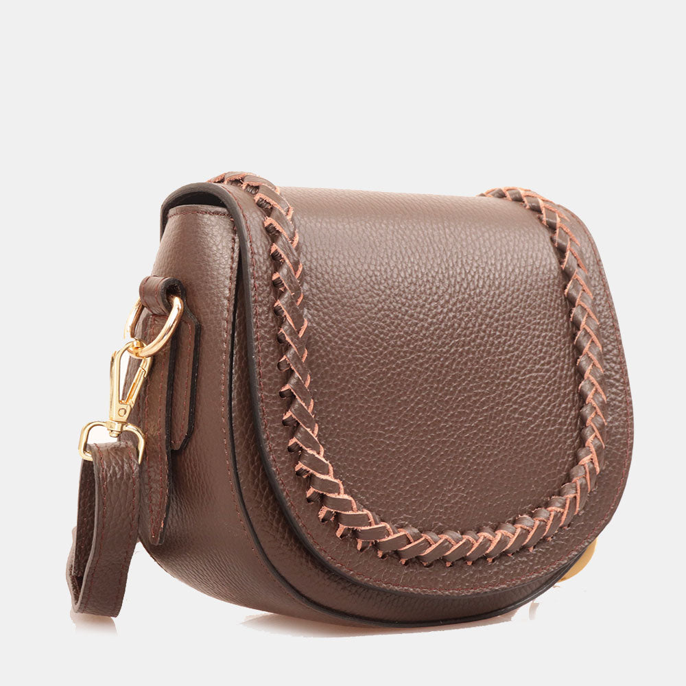 Borsa a Tracolla VIAVERDI in Pelle Marrone Made in Italy linea San Gimignano