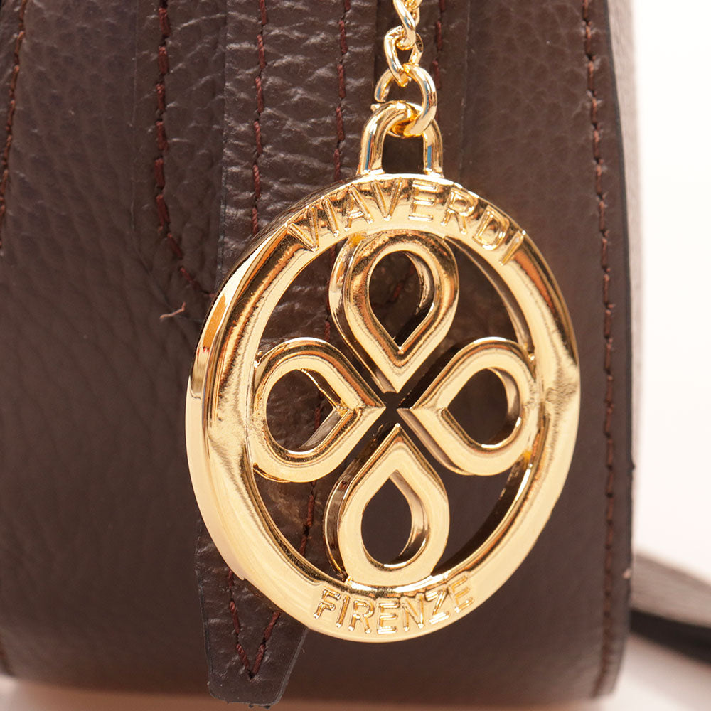 Borsa a Tracolla VIAVERDI in Pelle Marrone Made in Italy linea San Gimignano